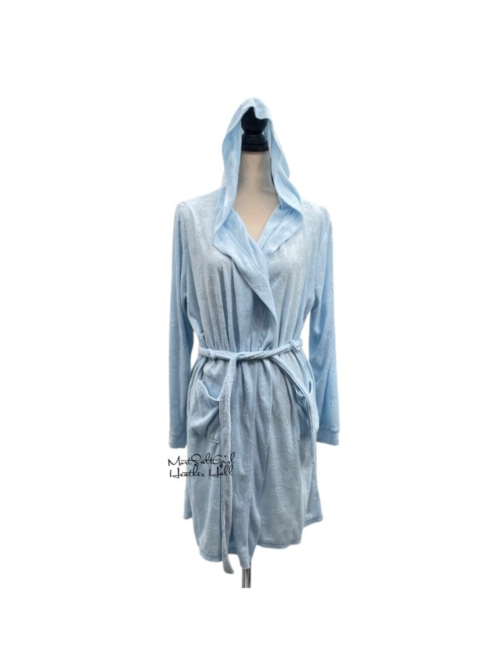Juicy Couture Y2K Light Blue Hooded Robe with Loungewear Robe Large/XL